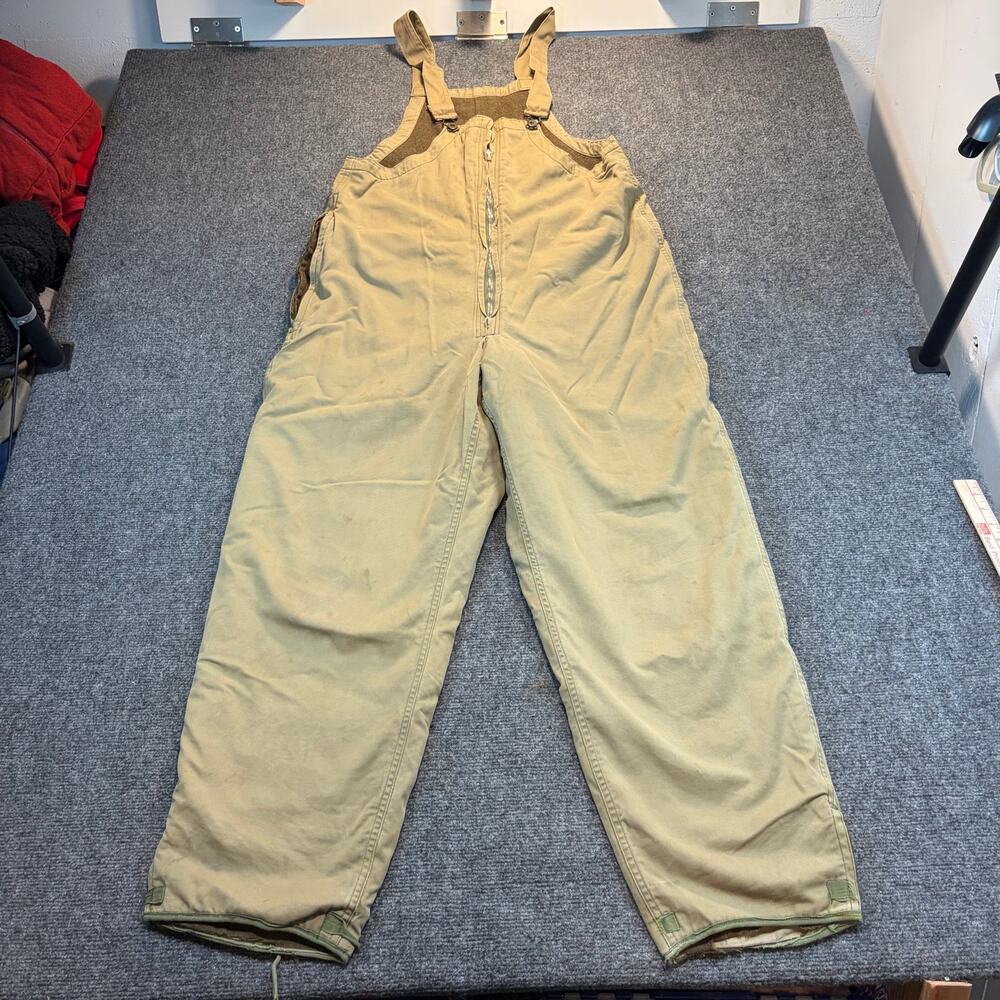 Mens Small Tan Brown Vintage Bib Overalls Insulated Lined Workwear Pants